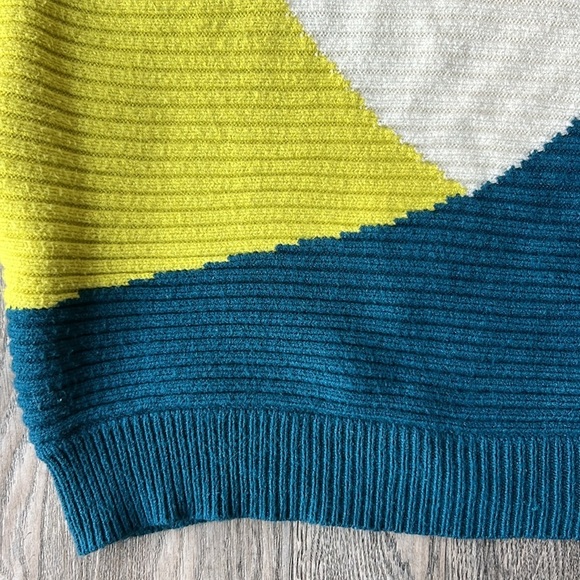 Express Sweater Blue Green Color Block Ribbed Dolman Sleeve Sweater Size Small - Picture 9 of 16